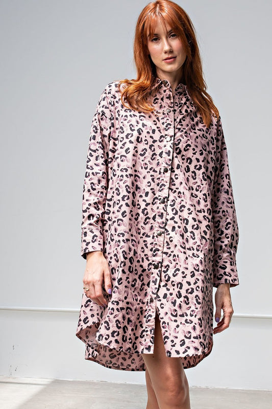 Leopard/animal Printed Shirt Dress - Island Beauty and Bath
